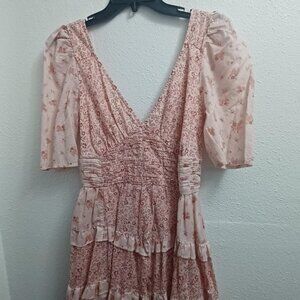 Pink floral dress brand American Eagle